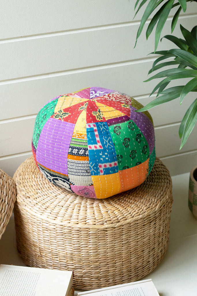 Kantha Ball Pillow - Bombay Mercantile