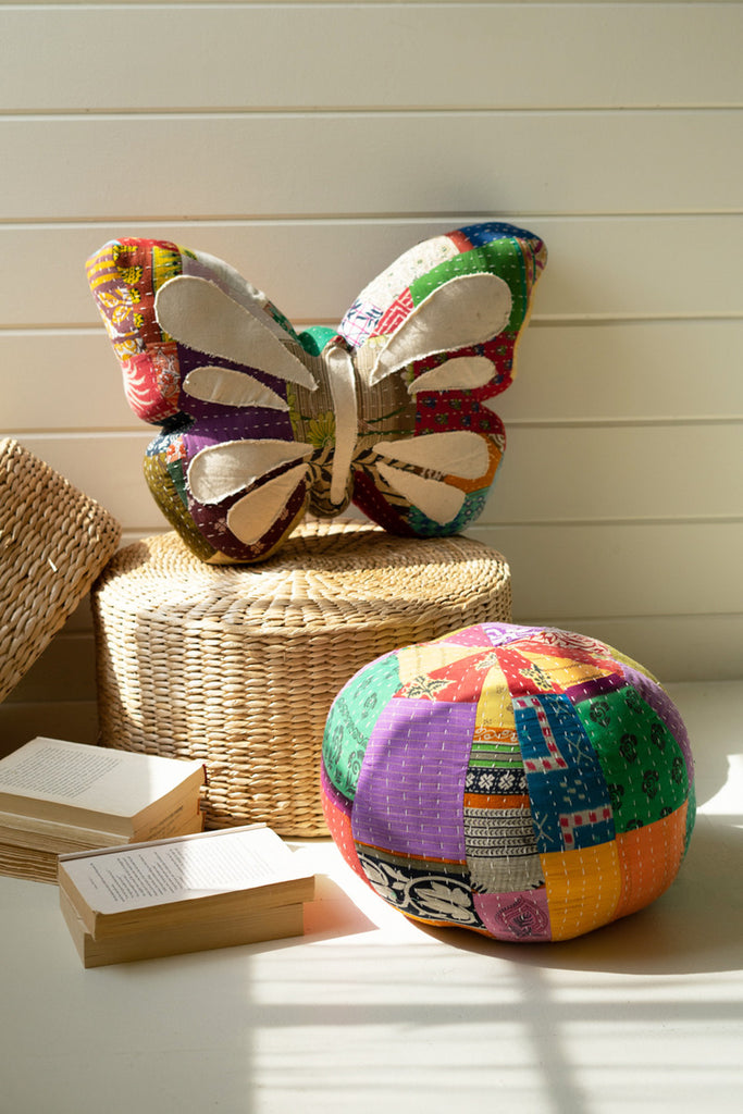Kantha Ball Pillow - Bombay Mercantile