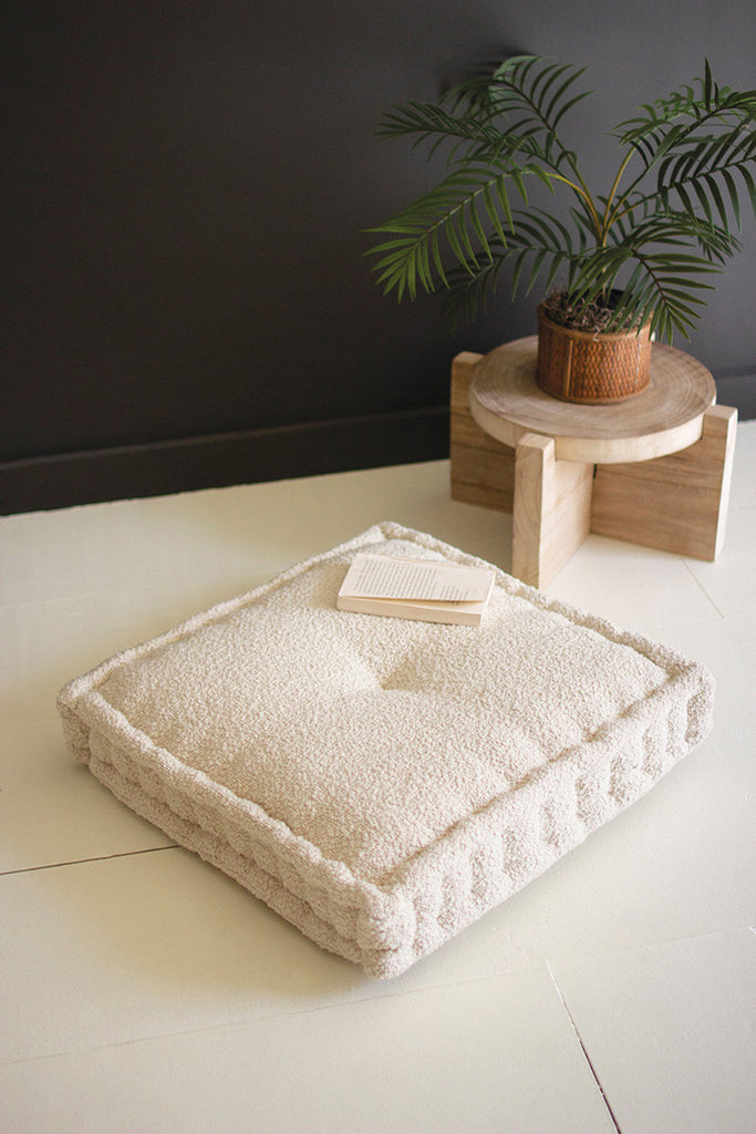 Pearl Boucle Square Floor Cushion - Bombay Mercantile