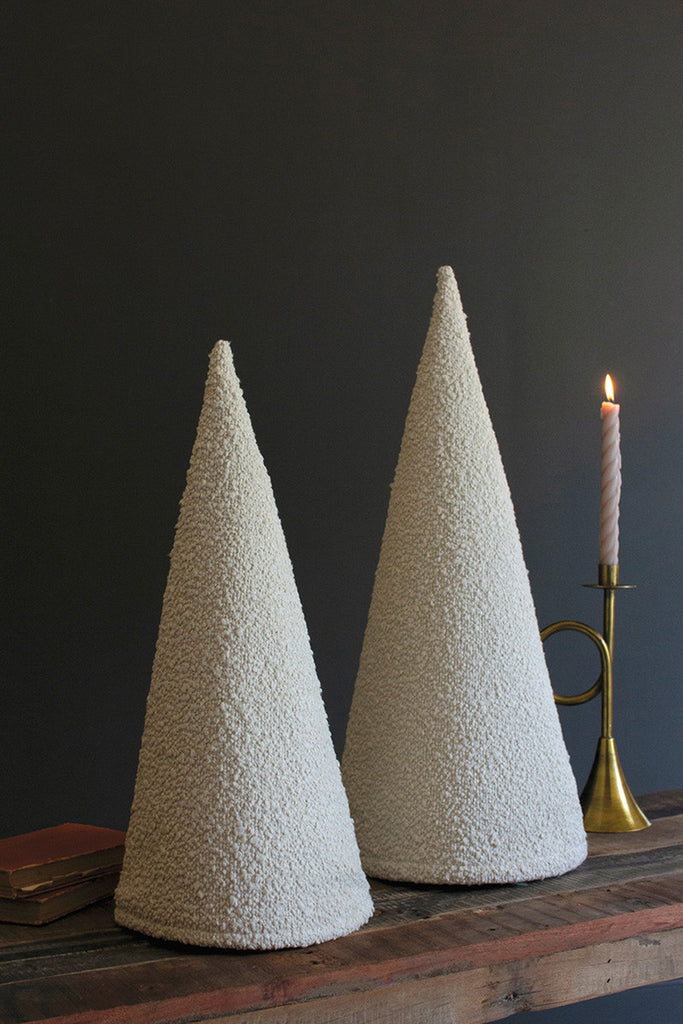 2 Pearl Boucle Christmas Trees, Set of 2 - Bombay Mercantile