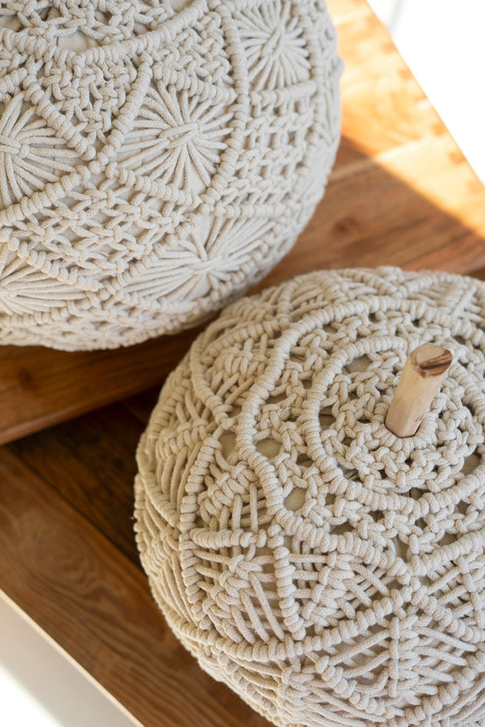 Set of 2 Macrame Pumpkins - Bombay Mercantile