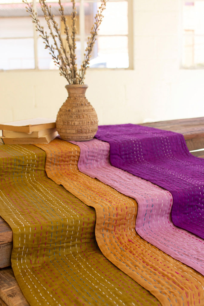 Set of 4 Runners with Hand-Stitching - Bombay Mercantile