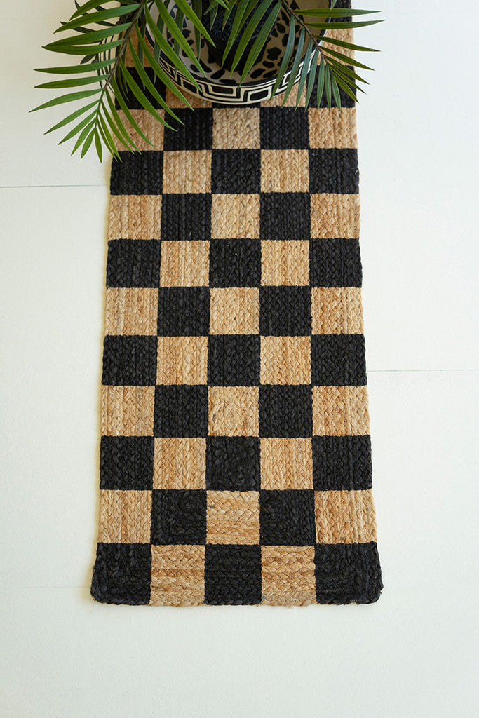Checkered Seagrass Table Runner, Set of 2 - Bombay Mercantile
