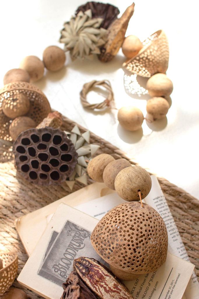 Mixed Dried Botanical Garland, set of 2 - Bombay Mercantile