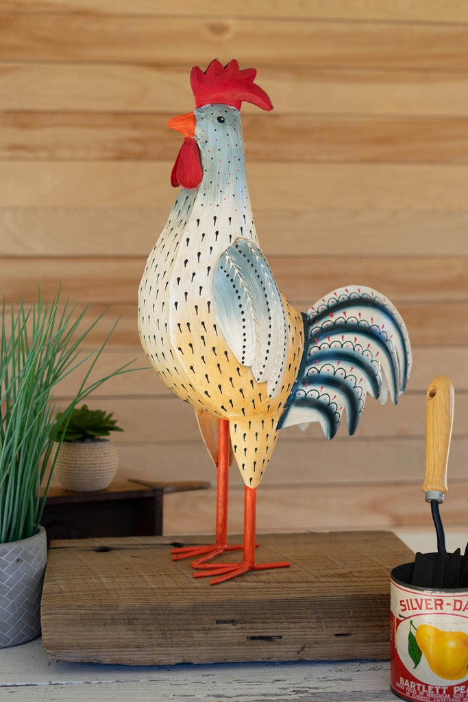 Painted Iron Rooster - Bombay Mercantile