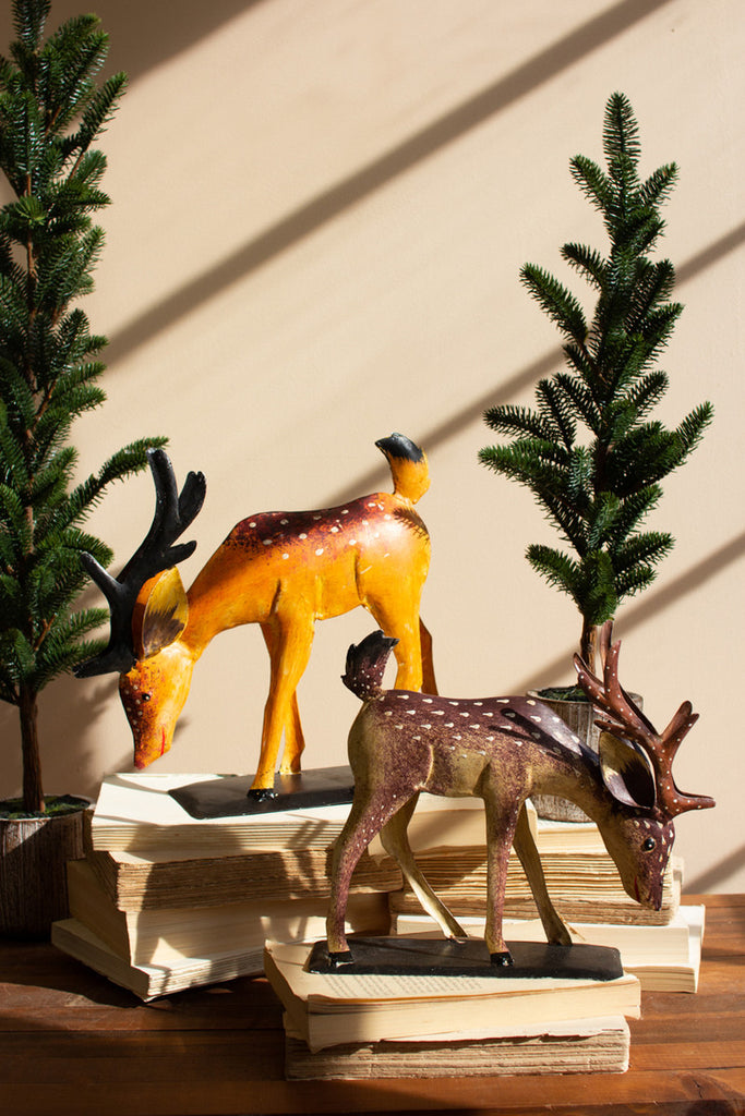 Set of 2 Painted Iron Reindeer - Bombay Mercantile