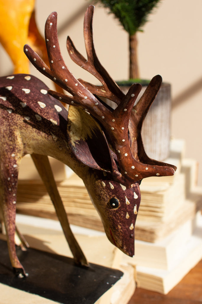 Set of 2 Painted Iron Reindeer - Bombay Mercantile
