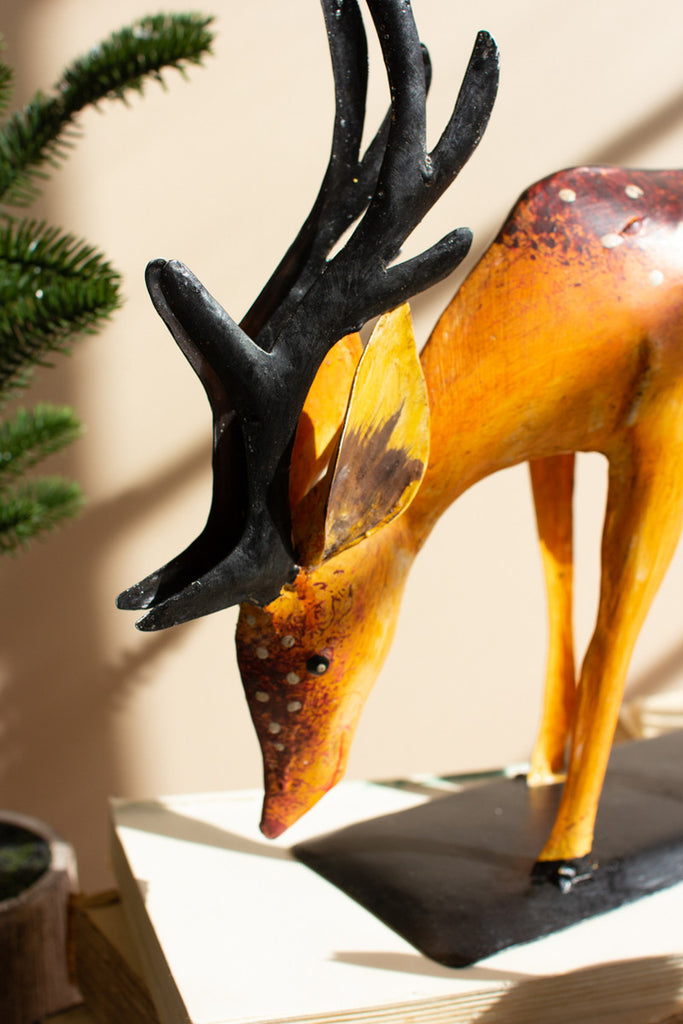 Set of 2 Painted Iron Reindeer - Bombay Mercantile