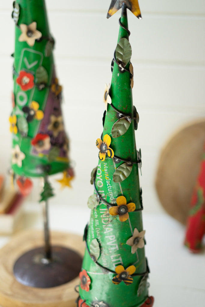 Set of 2 Recycled Iron Christmas Trees - Bombay Mercantile