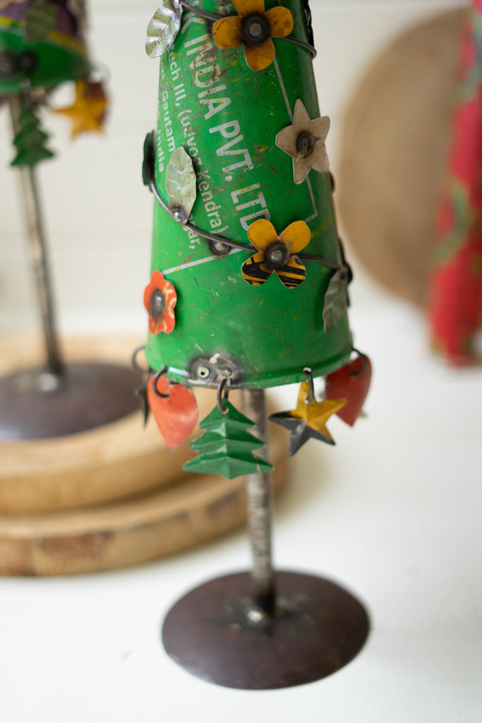 Set of 2 Recycled Iron Christmas Trees - Bombay Mercantile