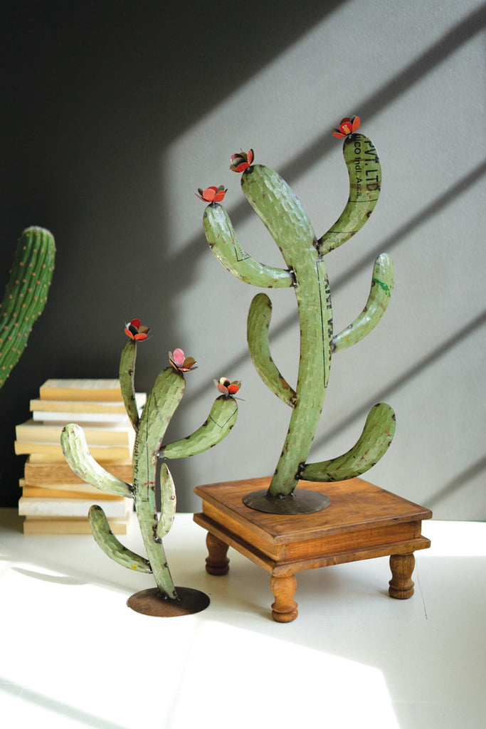 Set of 2 Recycled Iron Cactus - Bombay Mercantile