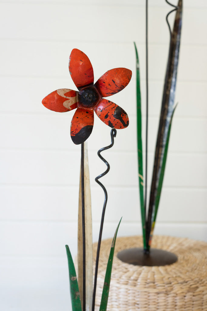 Set of 3 Recycled Iron Flowers - Bombay Mercantile
