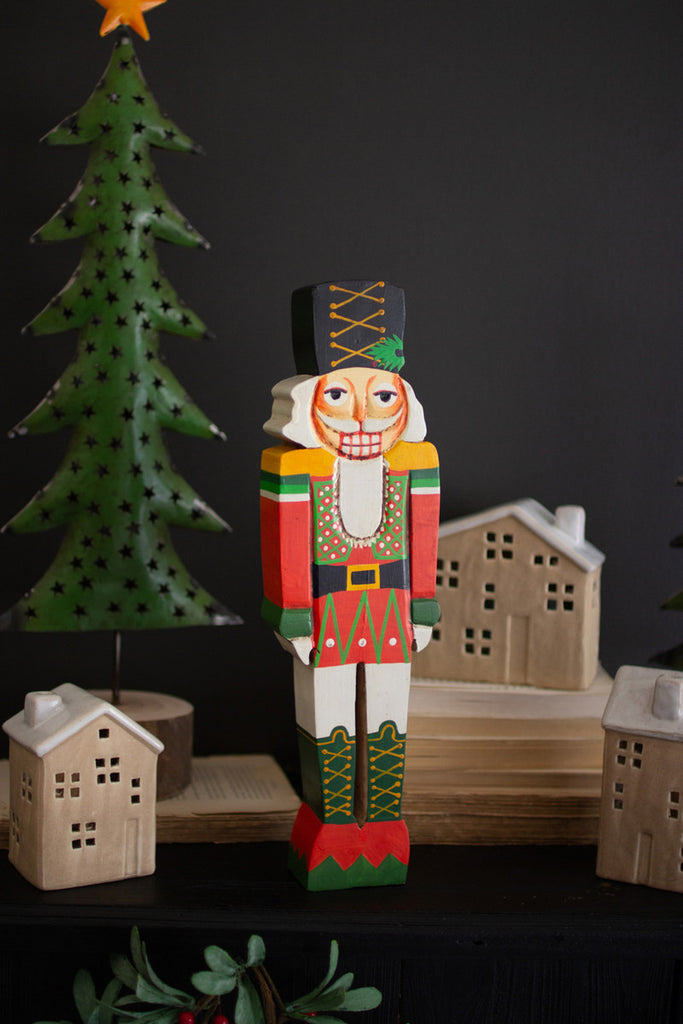 Painted Wooden Nutcracker Sculpture - Bombay Mercantile