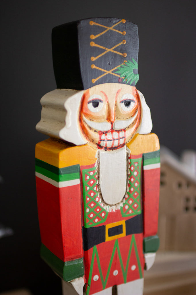 Painted Wooden Nutcracker Sculpture - Bombay Mercantile