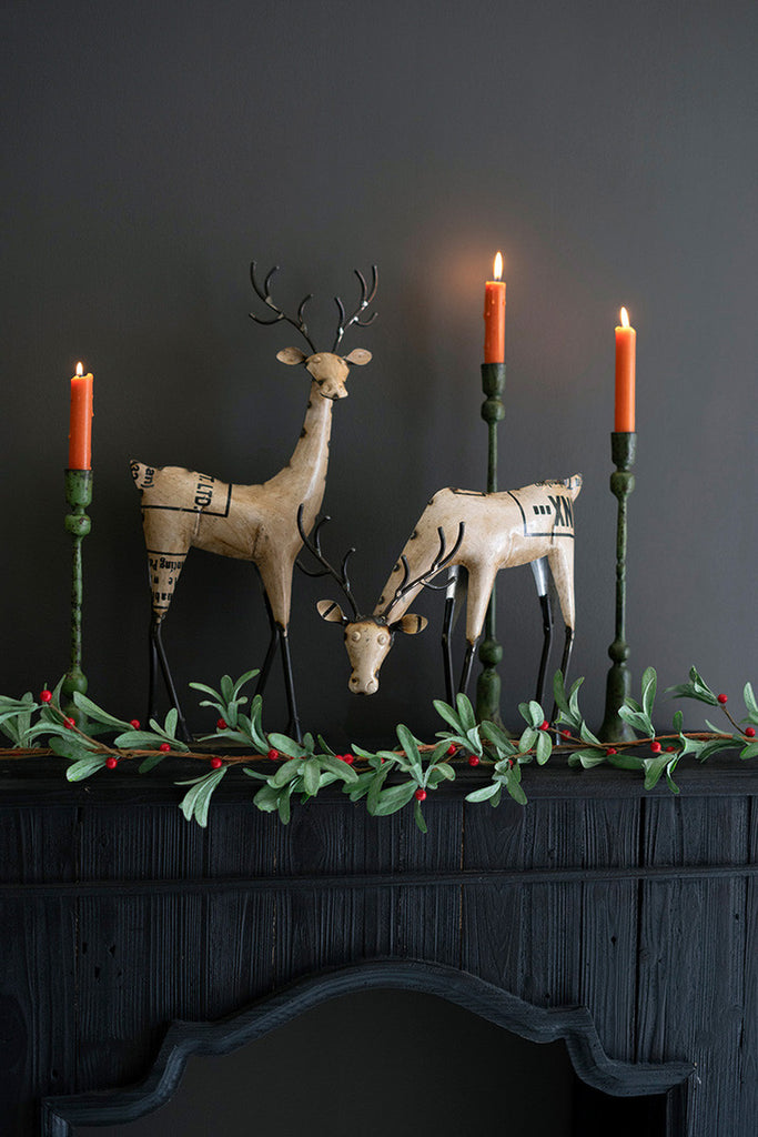 Set of 2 White Recycled Iron Reindeer - Bombay Mercantile