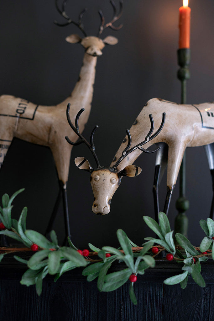 Set of 2 White Recycled Iron Reindeer - Bombay Mercantile