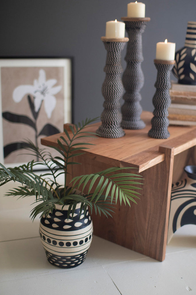 Black and White Paper Mache Urn - Bombay Mercantile
