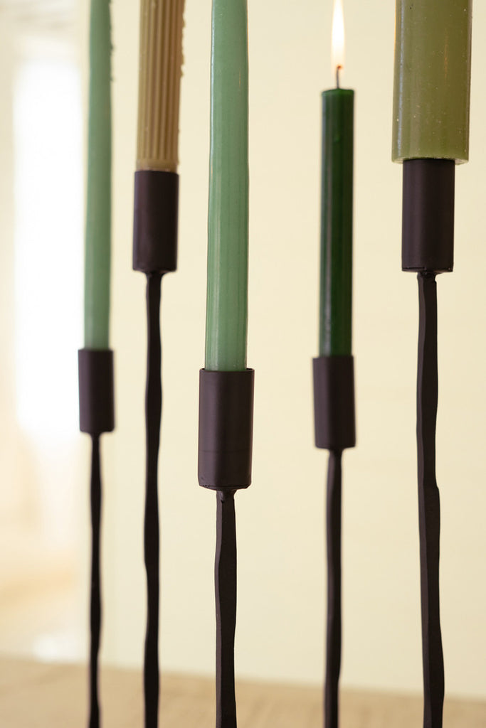 Eleven Forged Iron Taper Candelabra - Bombay Mercantile