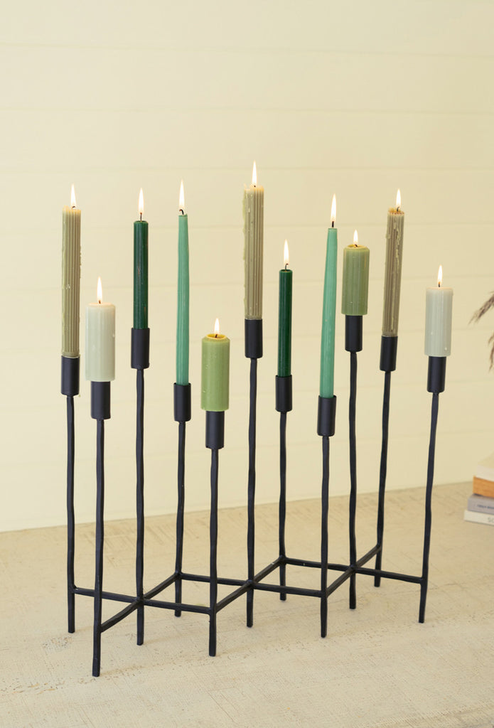 Eleven Forged Iron Taper Candelabra - Bombay Mercantile
