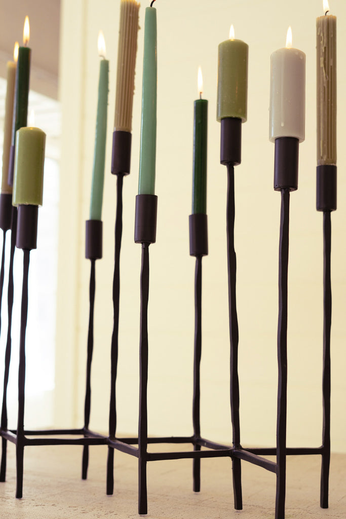 Eleven Forged Iron Taper Candelabra - Bombay Mercantile
