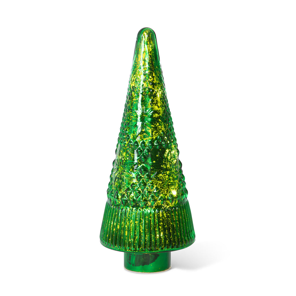 Festive Green Glass Lighted Christmas Tree, 18 in. - Bombay Mercantile