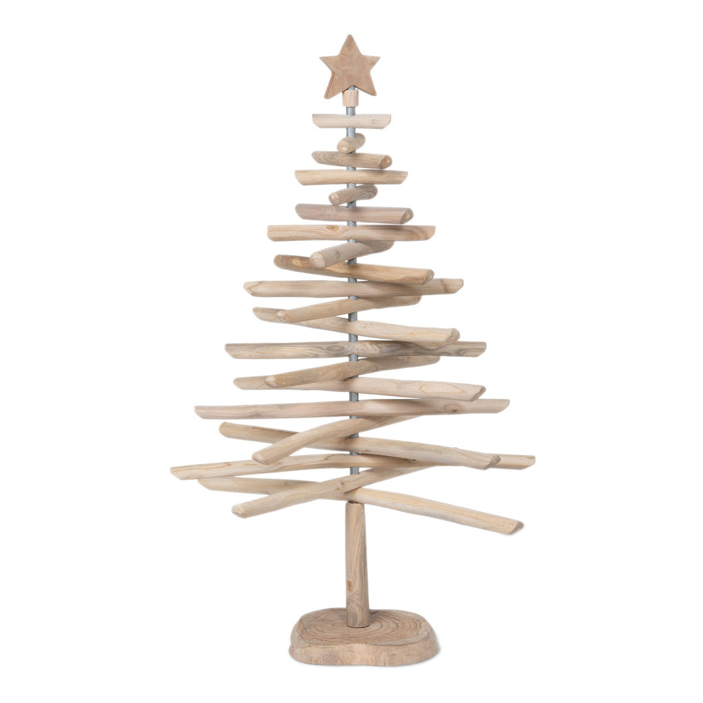 Rustic Teak Wood Christmas Tree, 50 in. - Bombay Mercantile