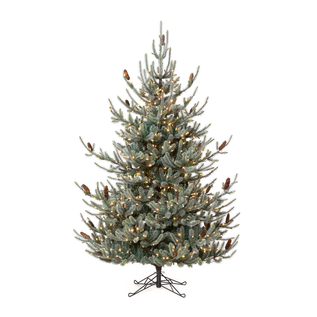 Blue Spruce Christmas Tree, 7.5' Clear and Multi Lights - Bombay Mercantile