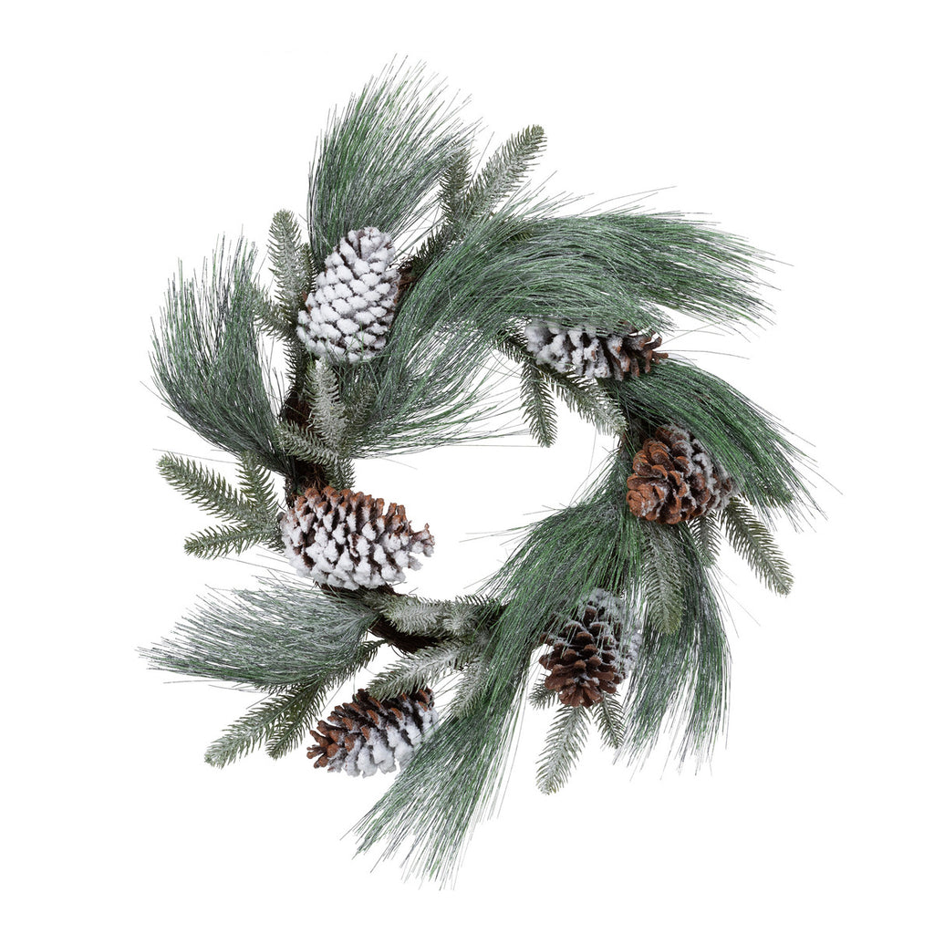 Frosted White Pine and Pine Cone Wreath - Bombay Mercantile