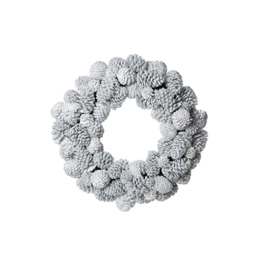 Glistening Snowy Pine Cone Wreath - Bombay Mercantile