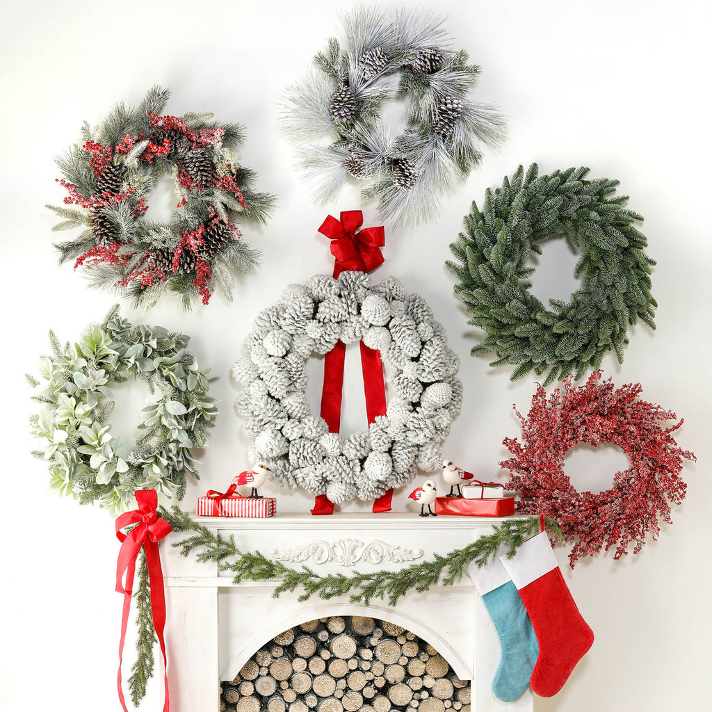 Glistening Snowy Pine Cone Wreath - Bombay Mercantile