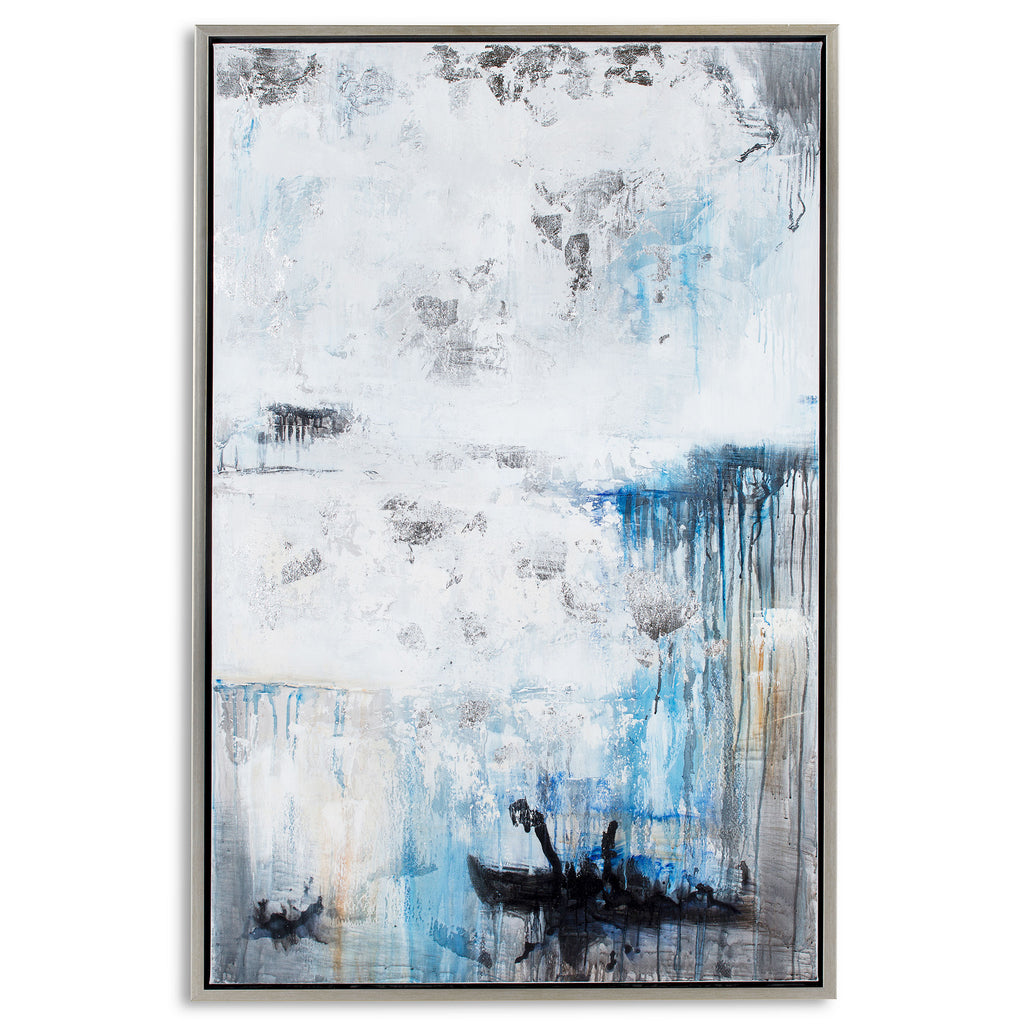 Painting with silver floater frame - The Nifty Decor