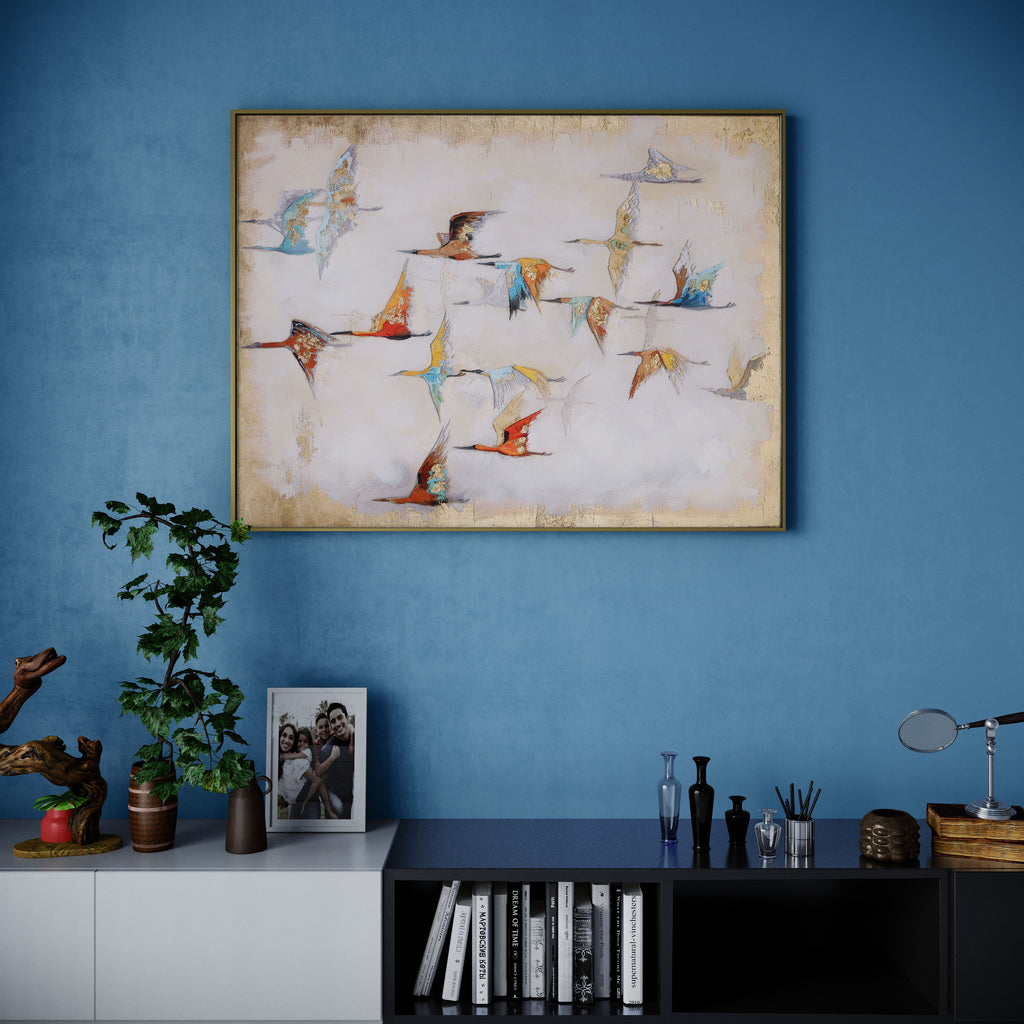 Hand painted Flock of birds - The Nifty Decor