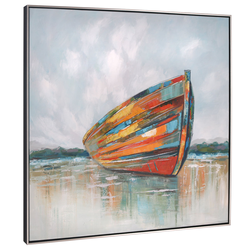 Hand painted artwork of a boat - The Nifty Decor