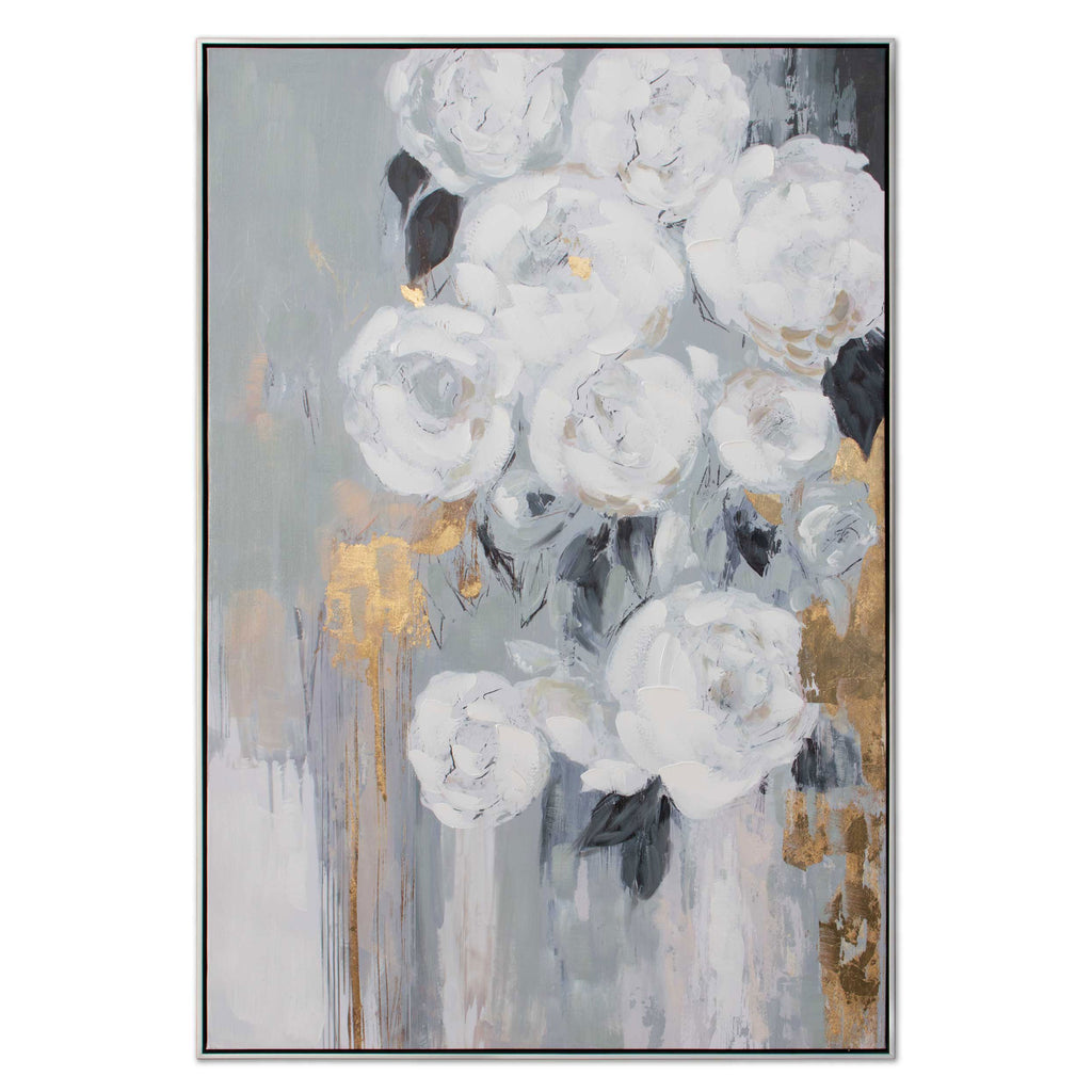White, Silver floral wall art - The Nifty Decor