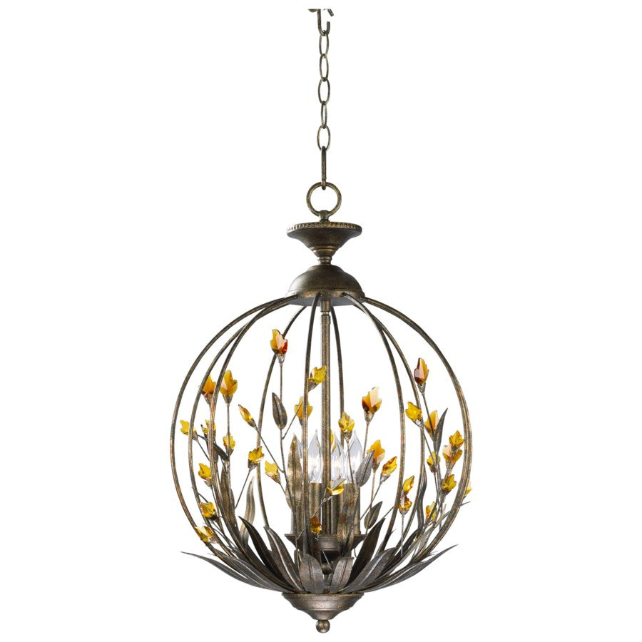Four-light amber crystal chandelier - The Nifty Decor