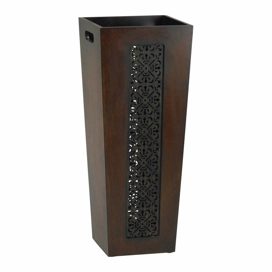 Mahogany and rustic iron umbrella stand - The Nifty Decor