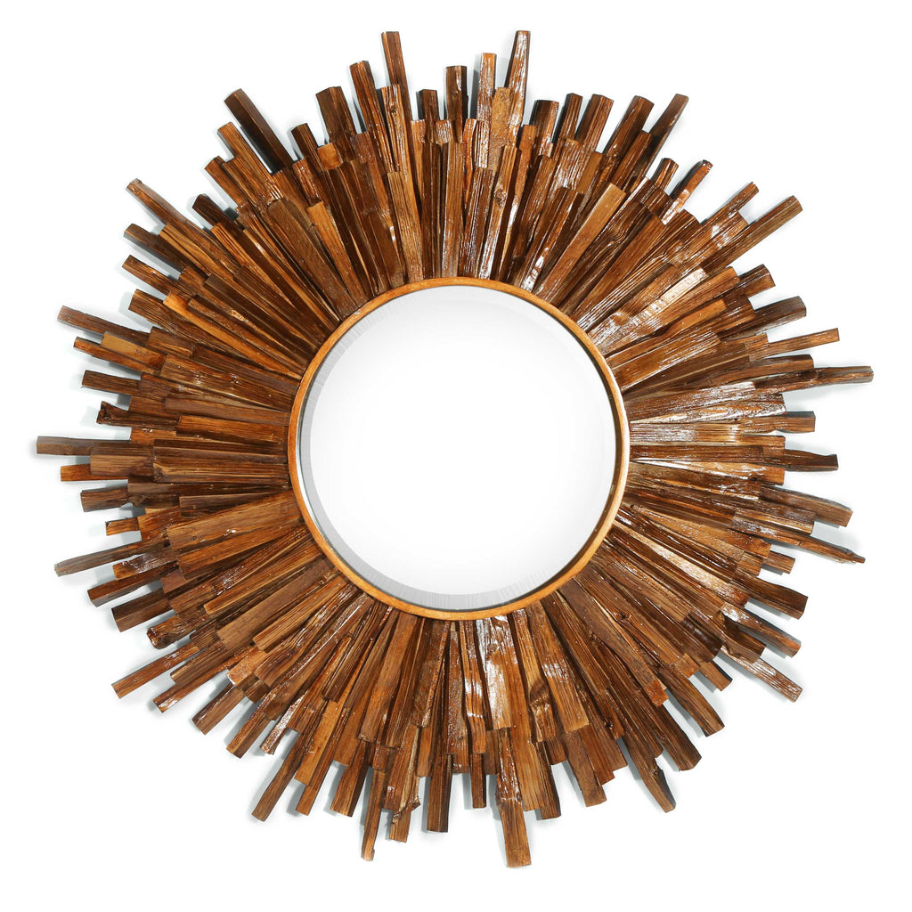Round mirror with bronze leaf - The Nifty Decor