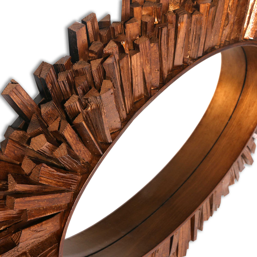 Round mirror with bronze leaf - The Nifty Decor