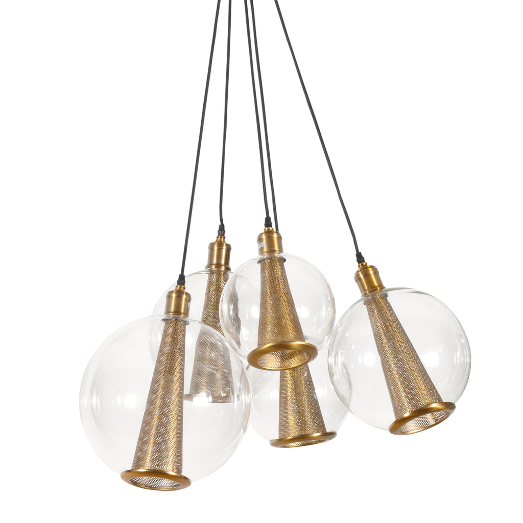 Five fluted, glass globe surrounded pendants - The Nifty Decor
