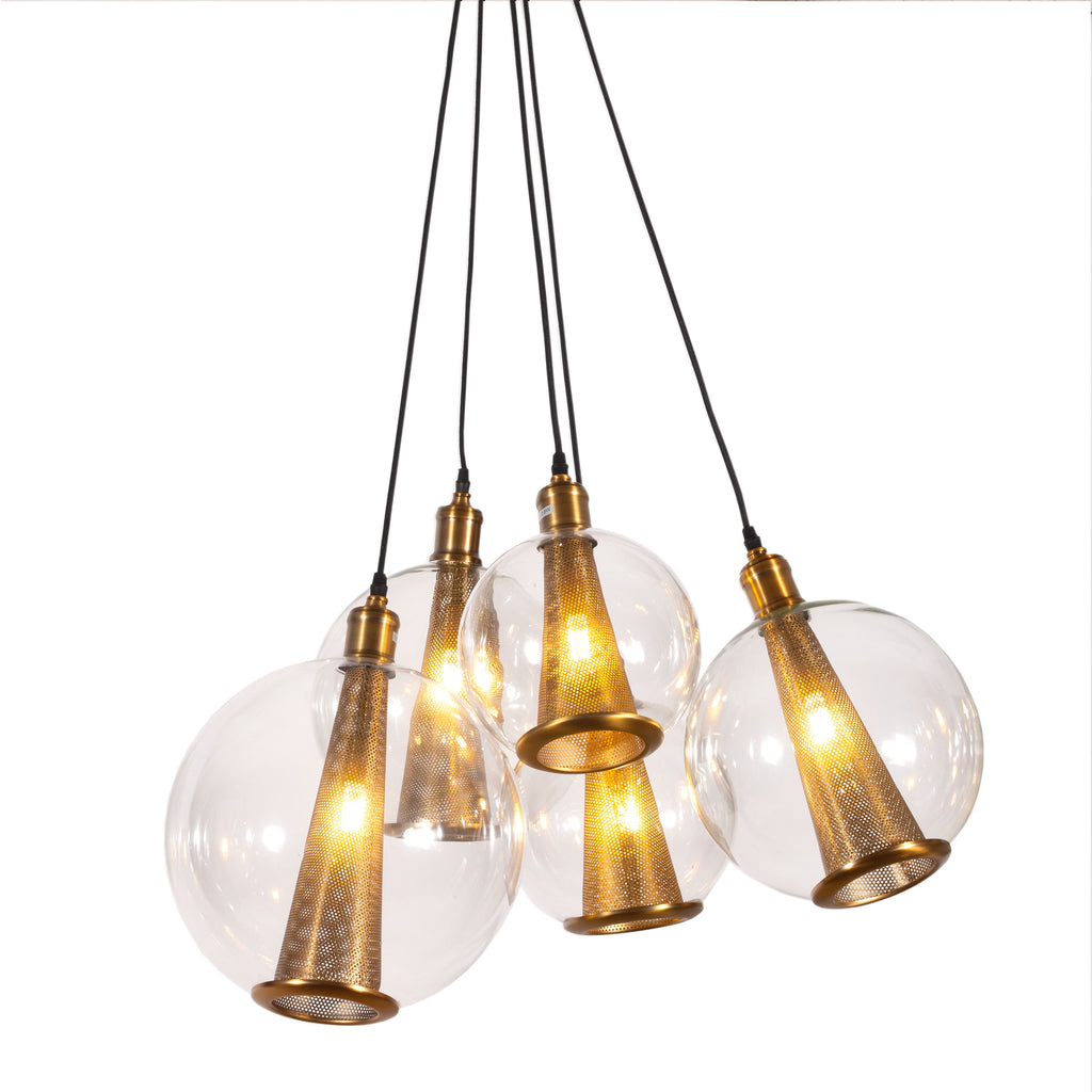 Five fluted, glass globe surrounded pendants - The Nifty Decor