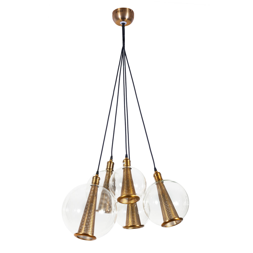 Five fluted, glass globe surrounded pendants - The Nifty Decor