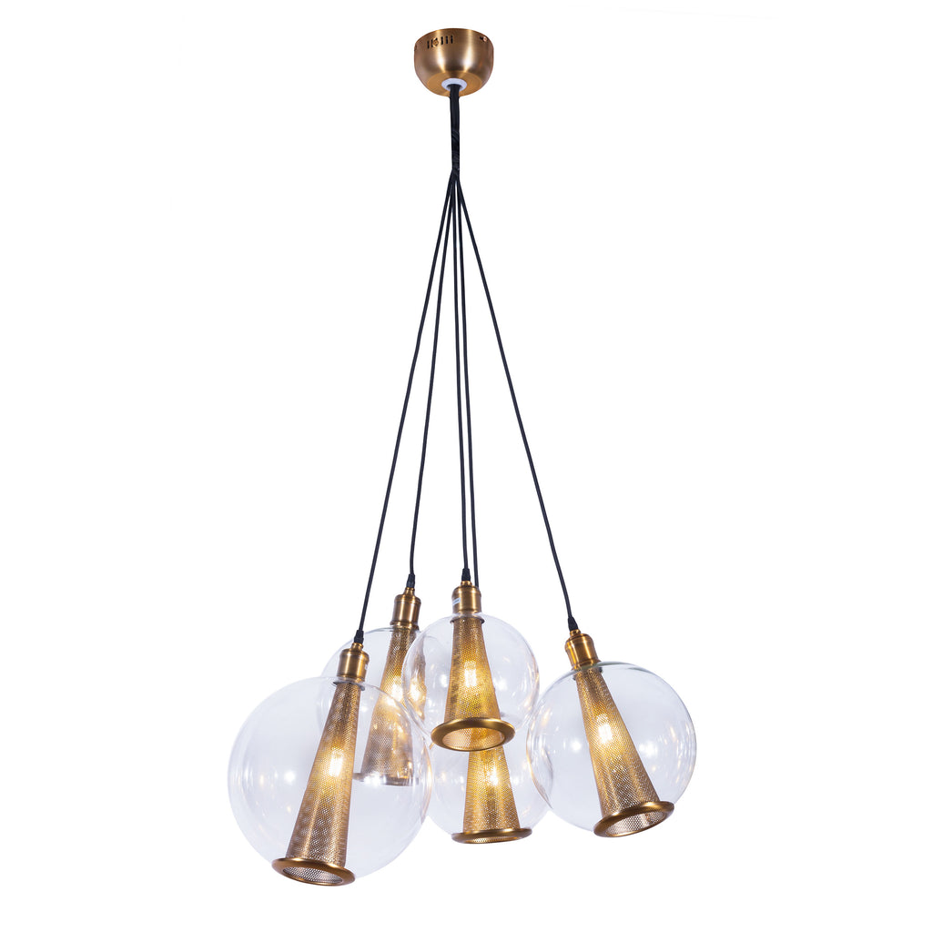 Five fluted, glass globe surrounded pendants - The Nifty Decor