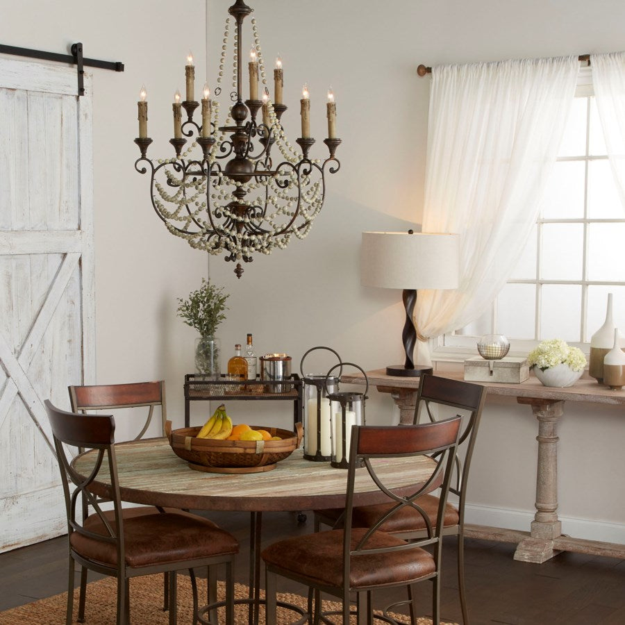 Nine-light antiqued chandelier - The Nifty Decor