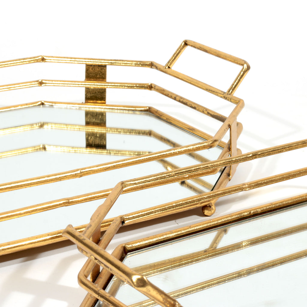 Gold and mirrored tray, Set of 2 - The Nifty Decor