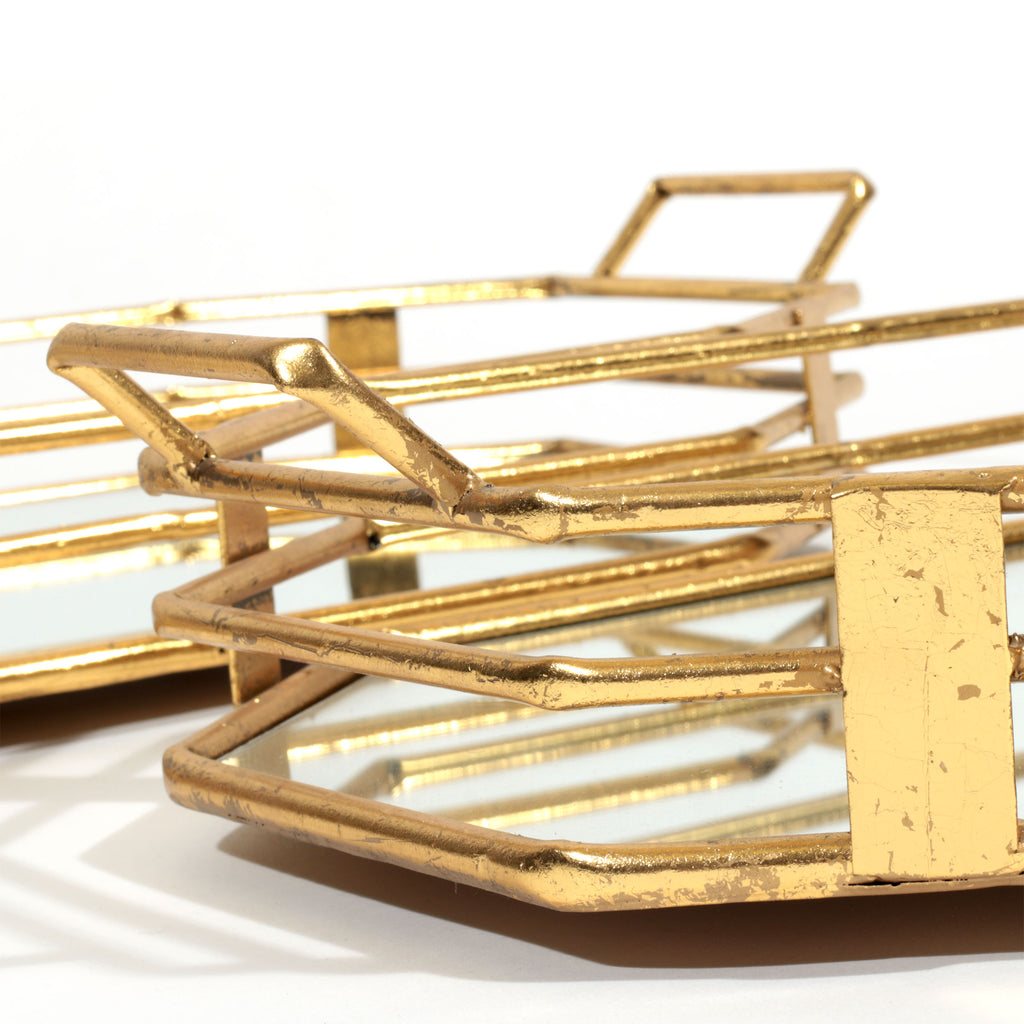 Gold and mirrored tray, Set of 2 - The Nifty Decor