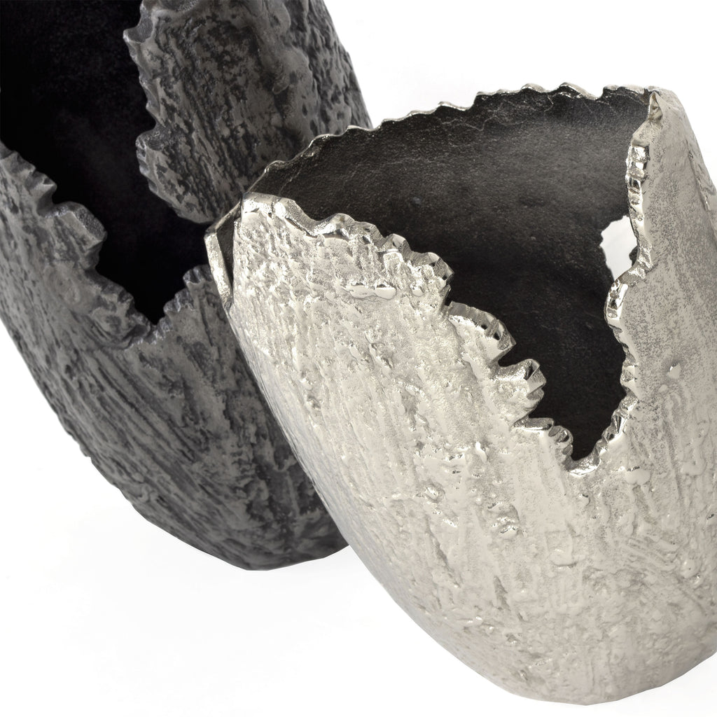 Grey raw edgy metal vase, Large - The Nifty Decor