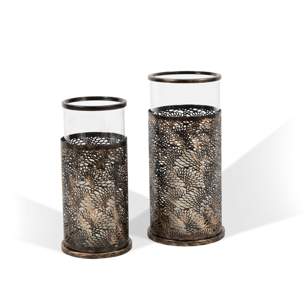 Glass and metal candle holder, Set of 2 - The Nifty Decor