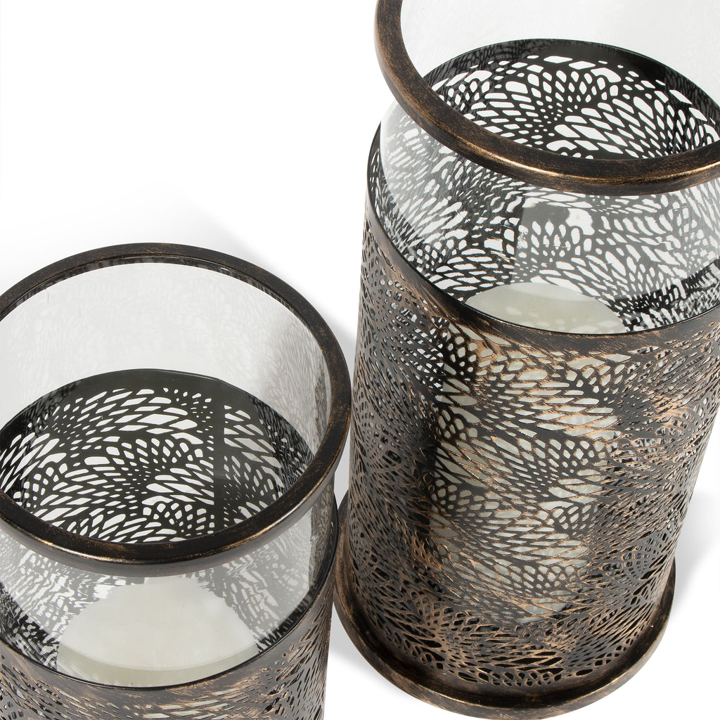 Glass and metal candle holder, Set of 2 - The Nifty Decor
