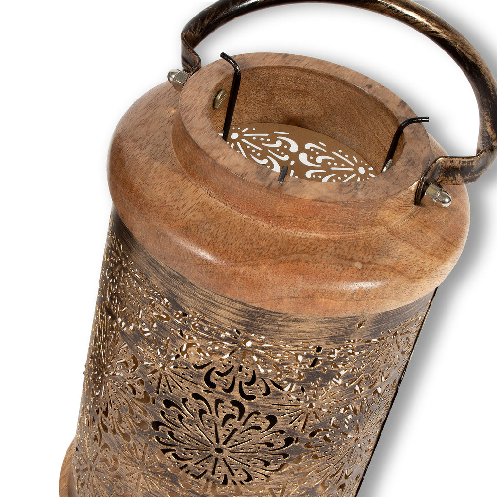 Openwork metal and wood Lanterns, Set of 2 - The Nifty Decor
