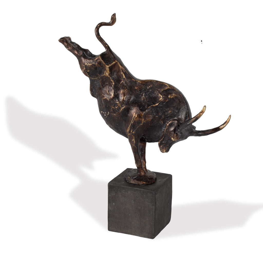 Bull performing handstand sculpture - The Nifty Decor